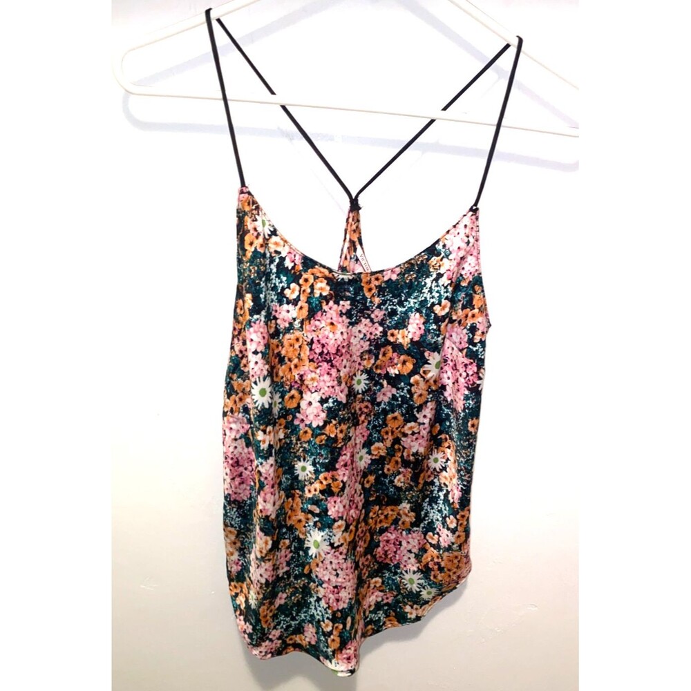 Victoria's Secret Satin Cami Tank Size XS Floral Racer Y Back Fairy NWT